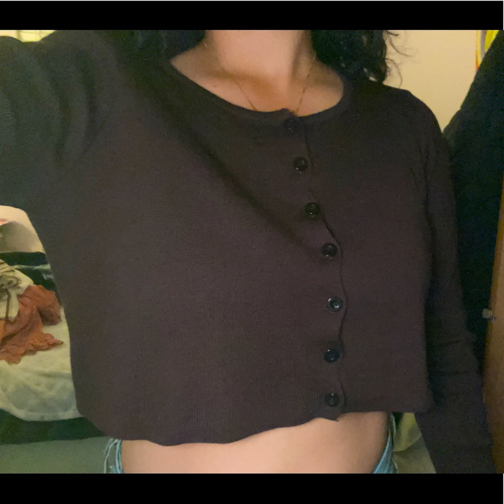 Brown Cropped Cardigan